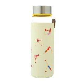 Paslanmaz Kapaklı Kılıflı Cam Matara